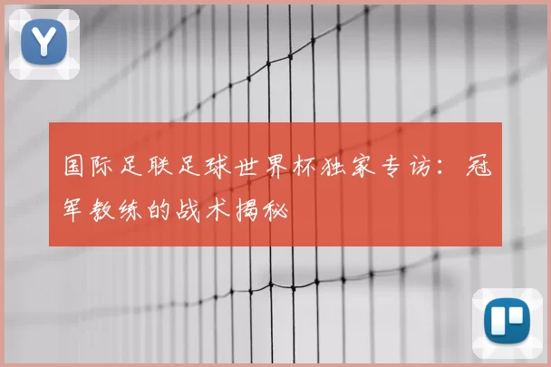 国际足联足球世界杯独家专访：冠军教练的战术揭秘